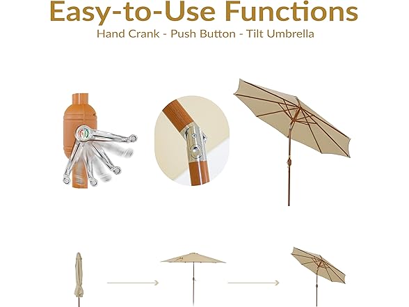 Sunnydaze Decor JLP-1511 Patio Umbrella, Beige