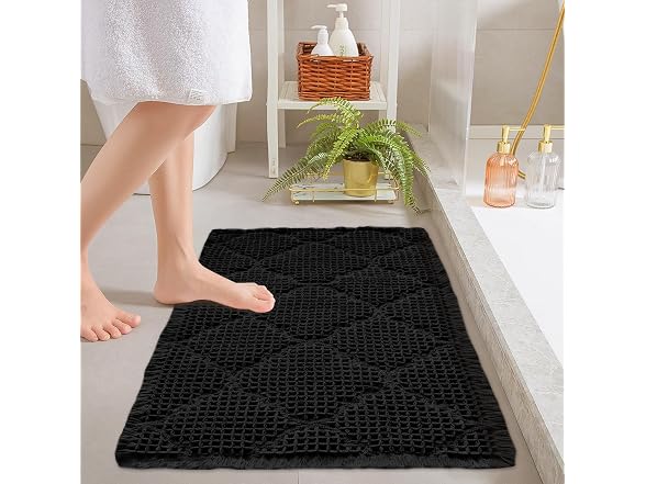 ZALL Tan Waffle Bath Mat, Super Absorbent