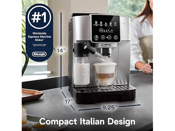 De'Longhi Magnifica Automatic Espresso Machine, Frother, Silver