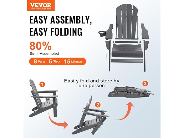 VEVOR Adirondack Chair Plastic, Set of