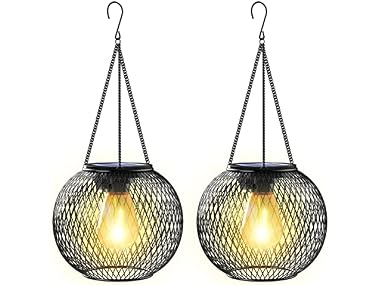$16.99, Was $40.49, 58% Off! KagoLing Solar Lantern 2Pk, Black dealfomo