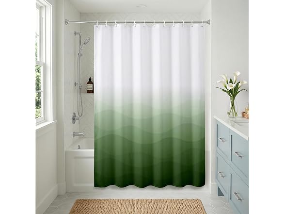 Americanflat 71x74 Wave Green Ombre Shower Curtain
