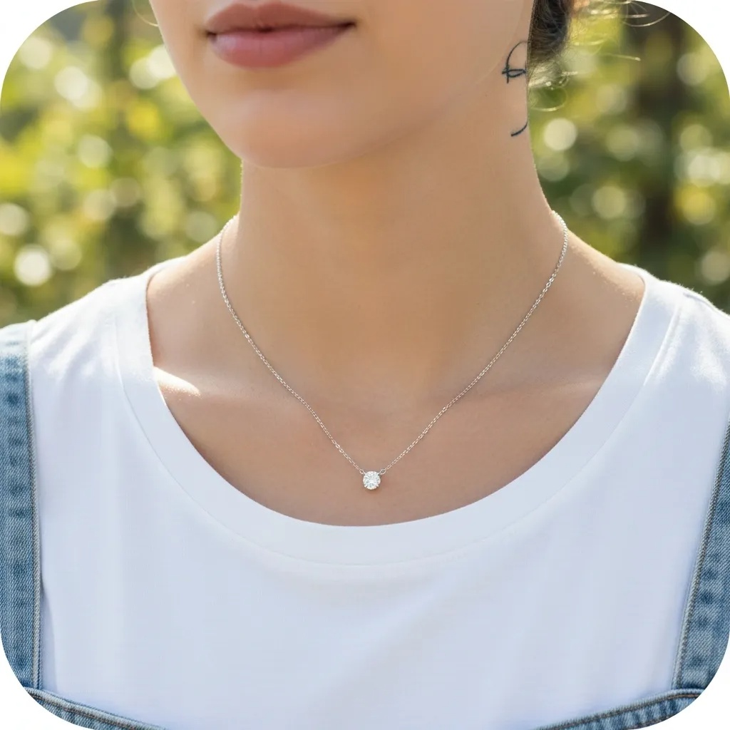 Moissanite Diamond Pendant Necklace - Gallery 16