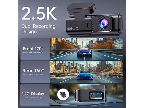ecomoment Dash Cam for Front and Rear