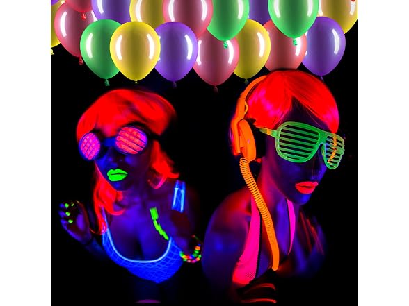 100 Pieces Neon Party Balloons Glow