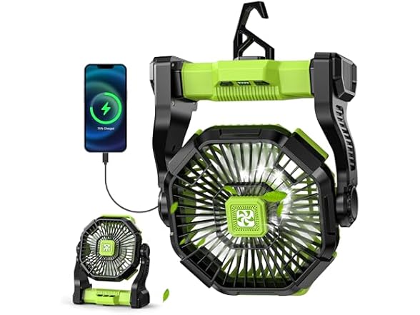 12000mAh Camping Fan with Led Lantern