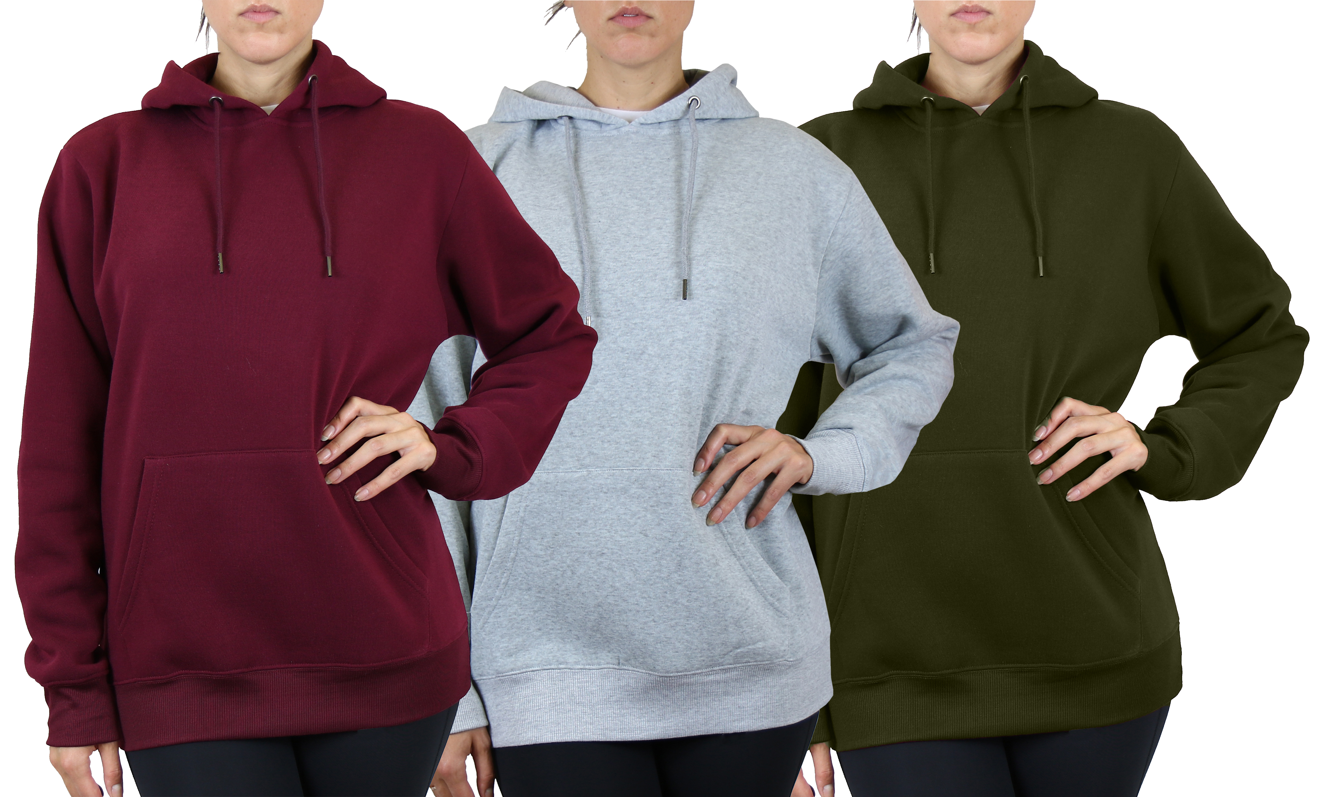 3Pk Womens Loose Fit Pullover Hoodie - Gallery 12