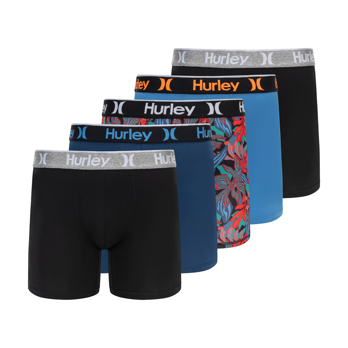 Hurley Men's 5 Pack Printed Boxer Briefs - Gallery 13