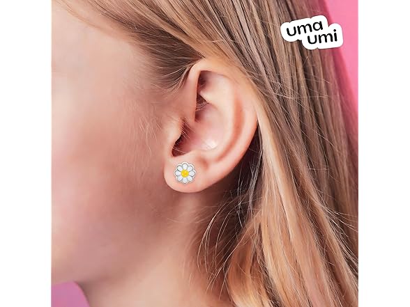UmaUmi 925 Sterling Daisy Studs Girls