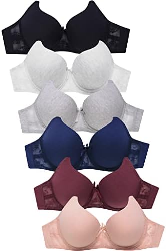 Mamia UNI-BR4326P-32B 32B 6Pk Womens Basic Plain Bra