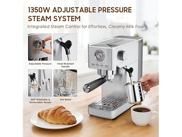 Parvusli 20 Bar Espresso, Frother