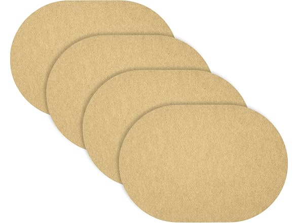 Fortessa Loft Felt Placemat, 13.3 x 16.5 Oval Placemat (Set of 4), Sand