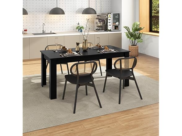 LDAILY Moccha Wood Dining Table for 4-6