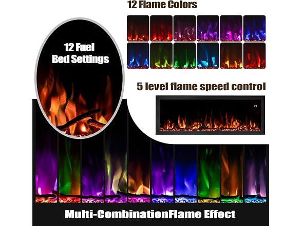 TUAN 60 in Smart WiFi Electric Fireplace