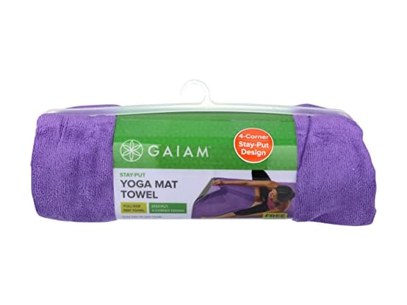 Gaiam Stay-Put Yoga Mat Towel, Non-Slip