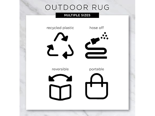 DII Outdoor Rug 4x6Ft, Black & White