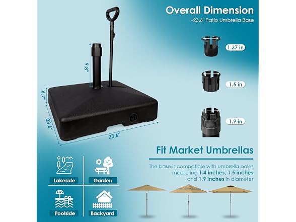 GREENVINES 23.6" Patio-Umbrella-Base