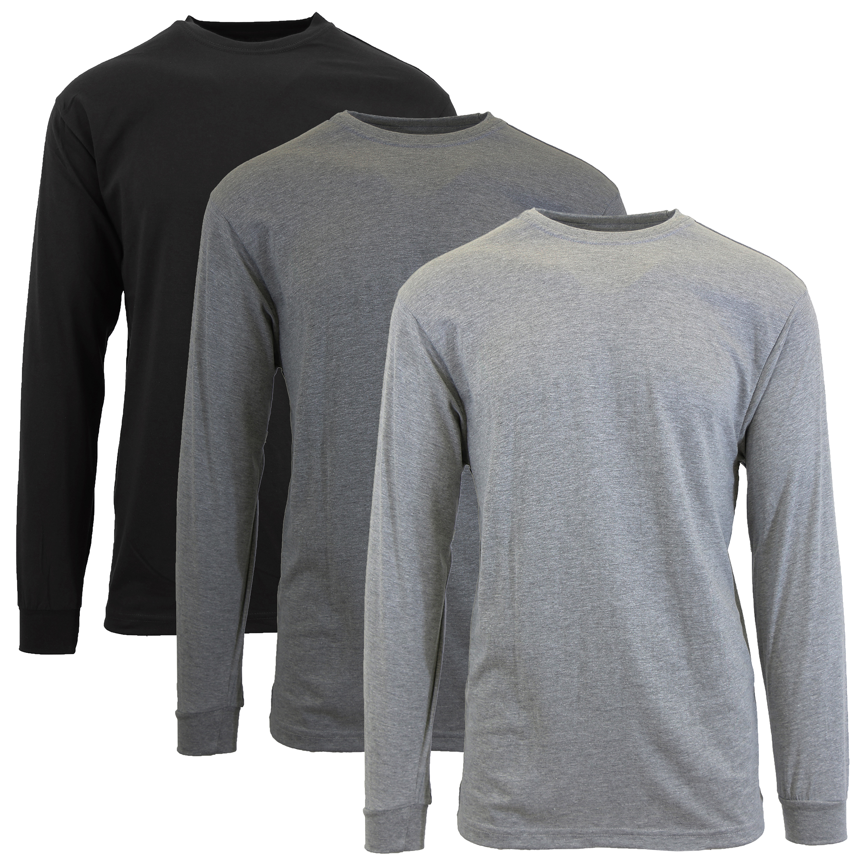 (3 or 6Pk) Mens L/S Crew Neck Solid Shirt - Gallery 15