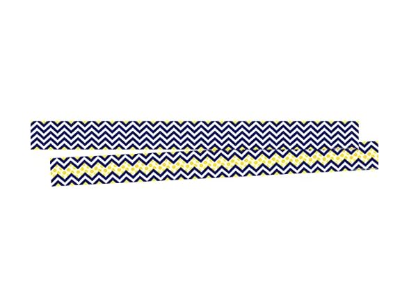 Barker Creek Double-Sided Border, Chevron Navy & Yellow