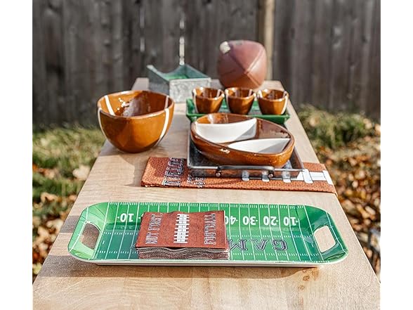 Boston International Football Party Platter with Three Bowls