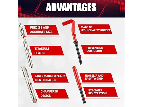 131PCS Helicoil Metric Thread Repair Tool Kit