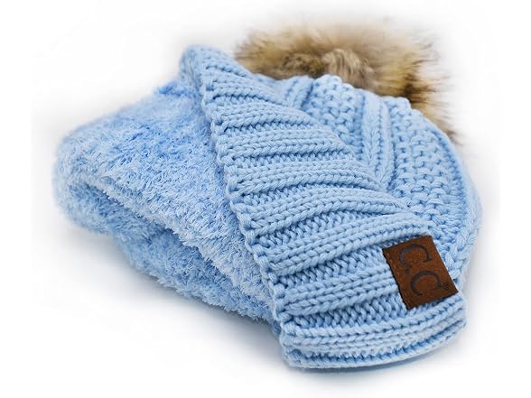 C.C Boys (OS) Thick Cable Knit Faux Fuzzy Fleece