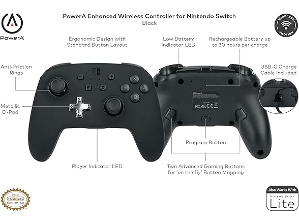 PowerA Enhanced Wireless Controller for Nintendo Switch/Switch 2/Switch Lite/OLED