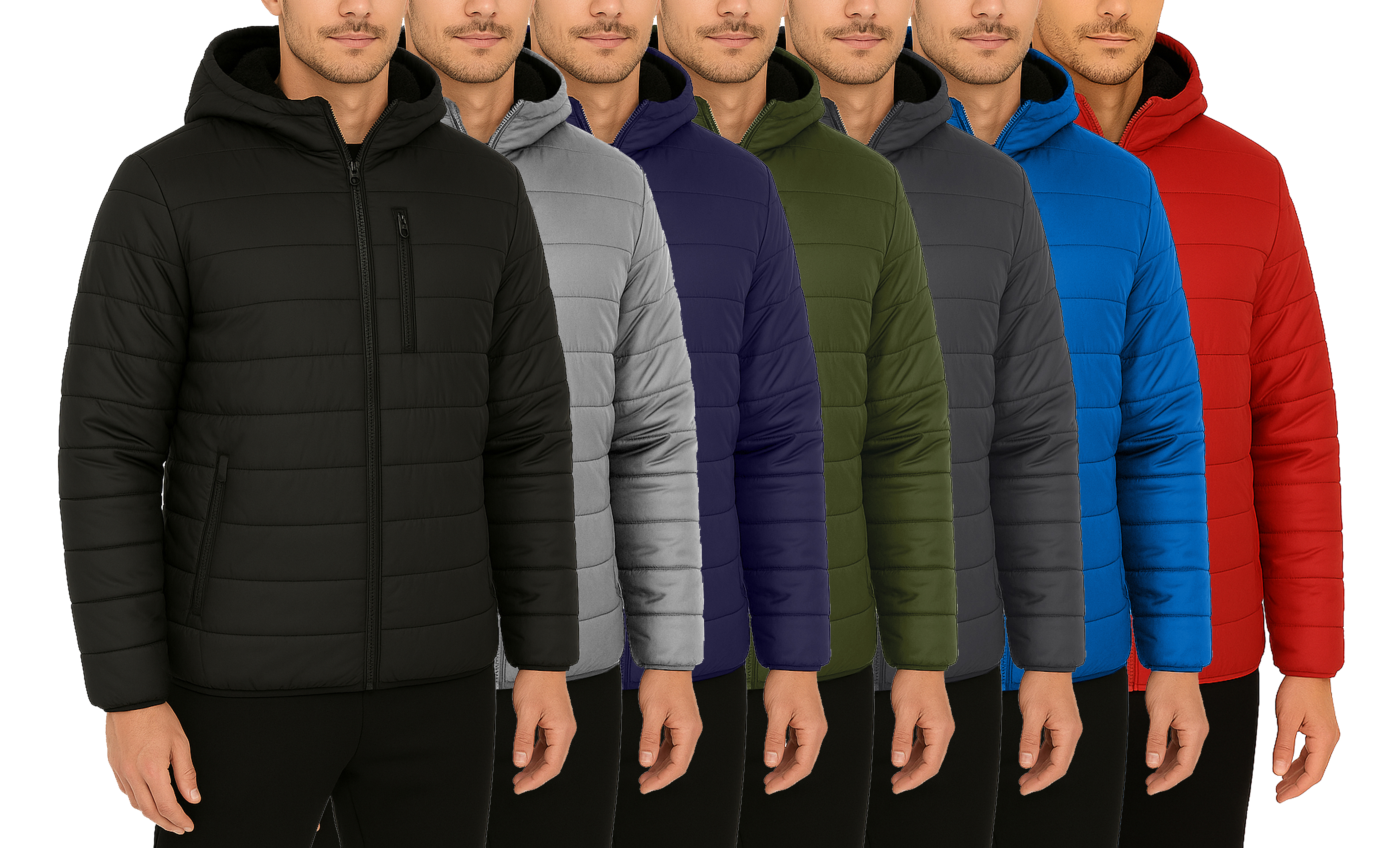 Mens Sherpa Fleece-Lined Hooded Puffer Jacket - Gallery 18