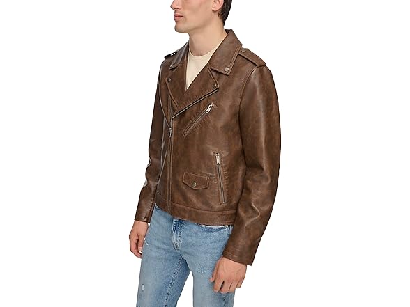 Levis Mens Faux Leather Motorcycle Jacket (XL)