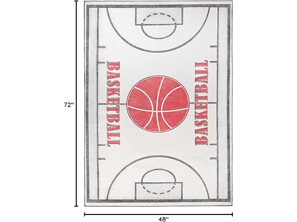 Superior 4'x6' Basketball Non-Slip Kids Rug