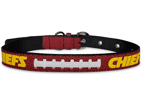 Pets First Tough Leather Pet Collar NFL Kansas City Chiefs