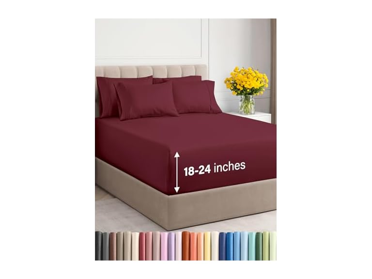 6 Piece Extra Deep Breathable Sheet Set- Choose Color & Size - Gallery 28