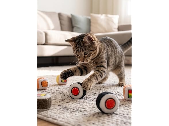 SPOT Sushi Roll Take-Out Cat Toys, Catnip