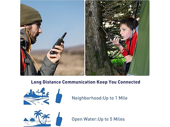 (2 PACK) Fvamom Rechargeable Long Range Walkie Talkies