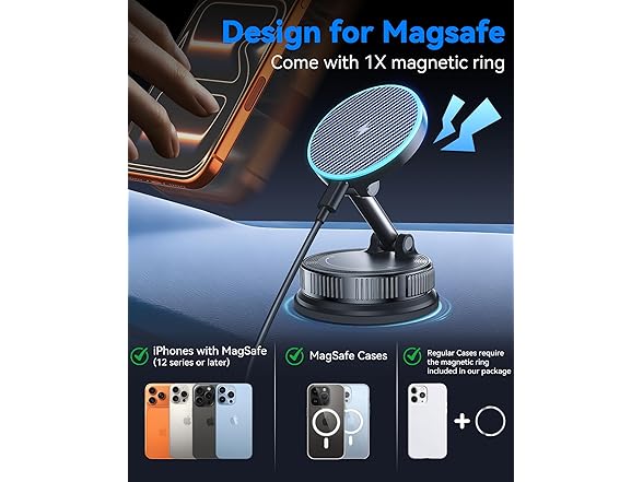 ILOUYU 15W MagSafe Car Mount Charger