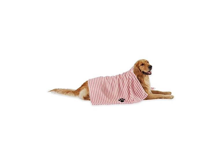 Bone Dry Pet Grooming Microfiber Towel, Striped Collection, X-Large, 41x23.5", Rose