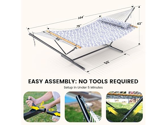 ANAGOO Double Hammock with Stand, Heavy Duty