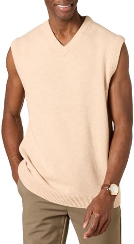 Amazon Essentials Men's Lambs Wool Sweater Vest (Previously Goodthreads), Oatmeal Heather, Large Tall