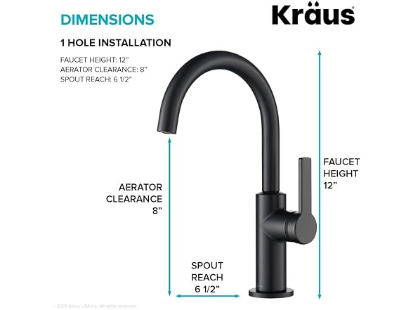 KRAUS Oletto Single Handle Kitchen Bar Faucet in Matte Black - Gallery 5