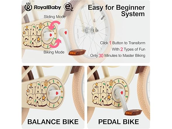 RoyalBaby Girls Bike Stargirl EZ Kids Bike16 Inch