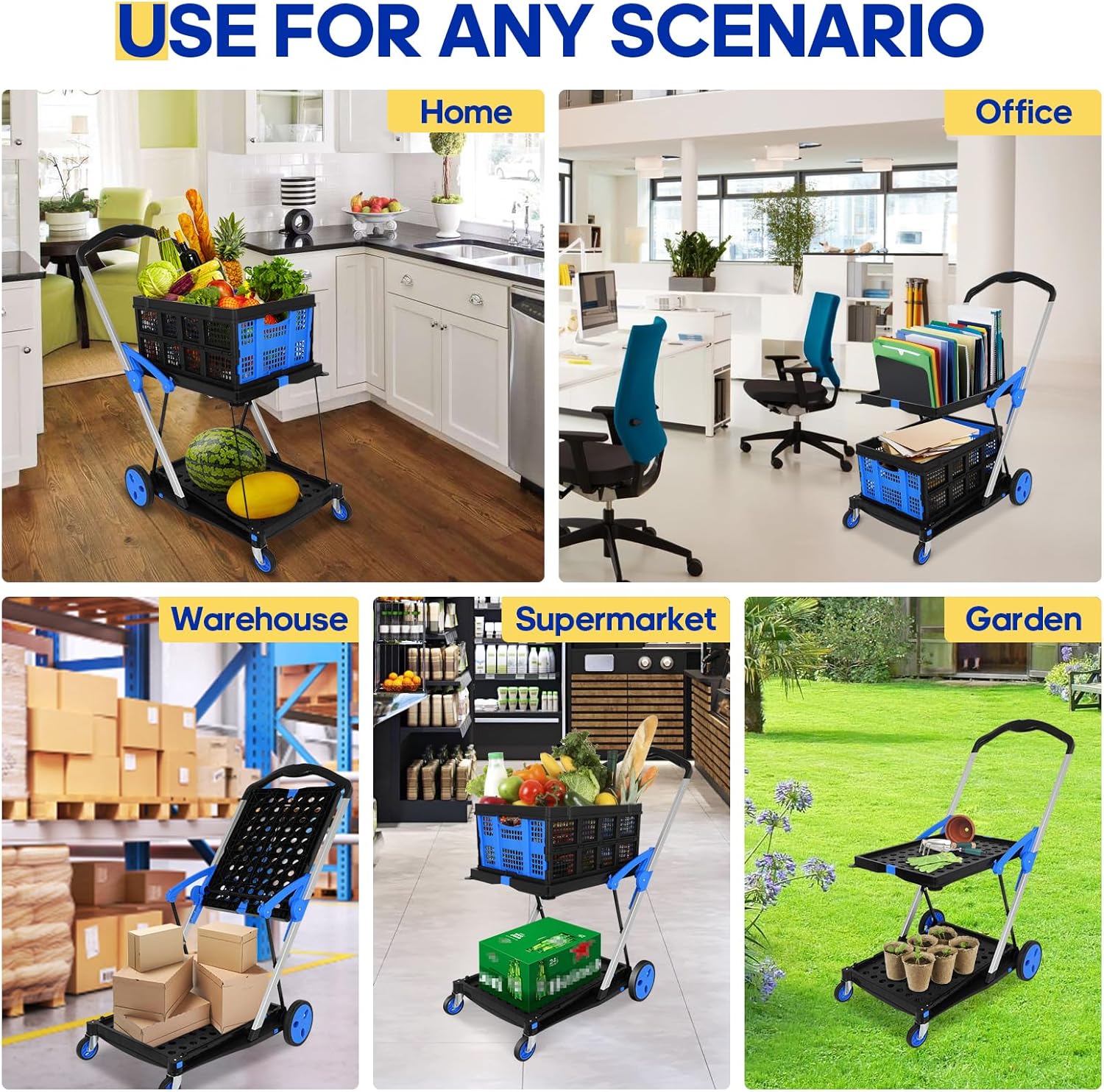 Multifunctional Folding Cart with Wheels - Gallery 6