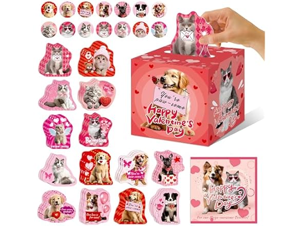 DMHG 42 Pack Pet Valentine's Day Cards