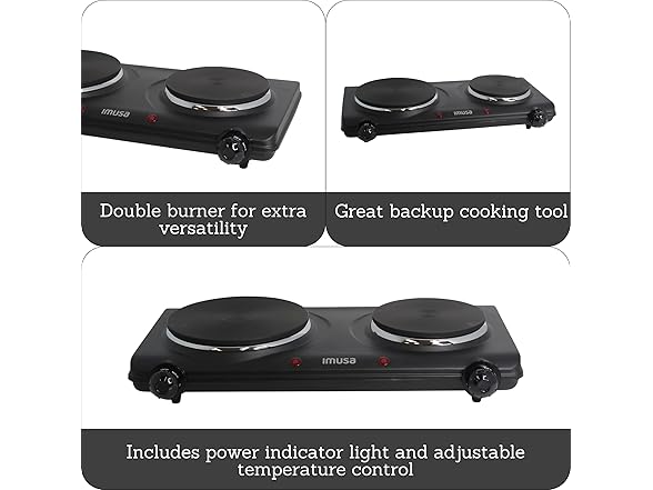 IMUSA Double Electric Hot Plate, Black