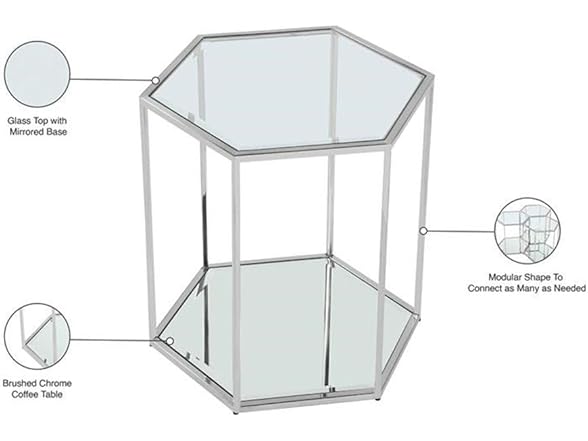 Sei Chrome Glass & Steel End/Side Table