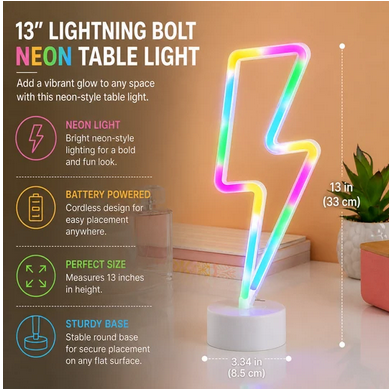 Brightside 13" Lightning LED Neon Table Light Stand - Gallery 4