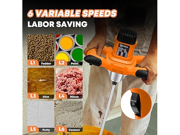 SILVEL Cement Mixer, 2300W Handheld