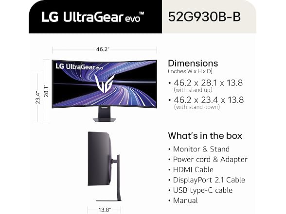 Dell 52G930B LG 52G930B-B 52-inch Ultragear evo G9 5K