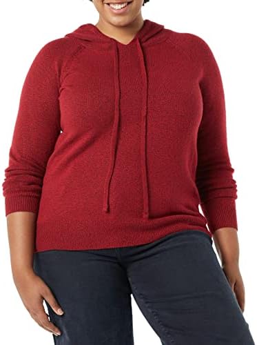 Amazon Essentials Women's Soft Touch Hooded Pullover Sweater, Dark Red, Small