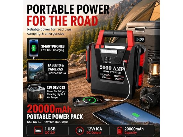 FlyAuto Jump Starter with Air Compressor