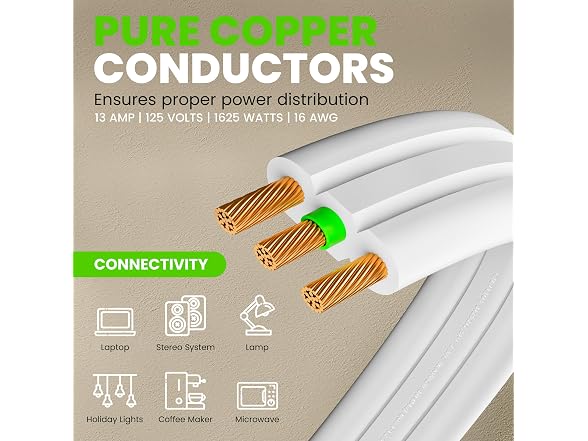 GEARit 10ft Flat Plug Extension Cord